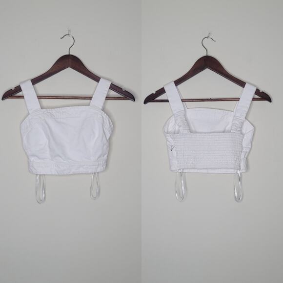 Lone Star Sz S White Denim Cropped Bustier Top Cowgirl Rodeo‎ Ranch Equestrian - Picture 1 of 7